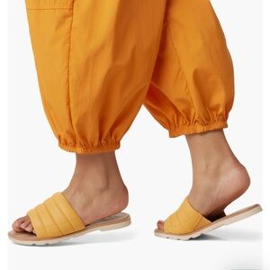 Yellow Quilted Slide Sandals
